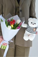 Голландские тюльпаны + медвежонок