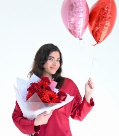 "Valentine" bouquet + 2 helium balloons