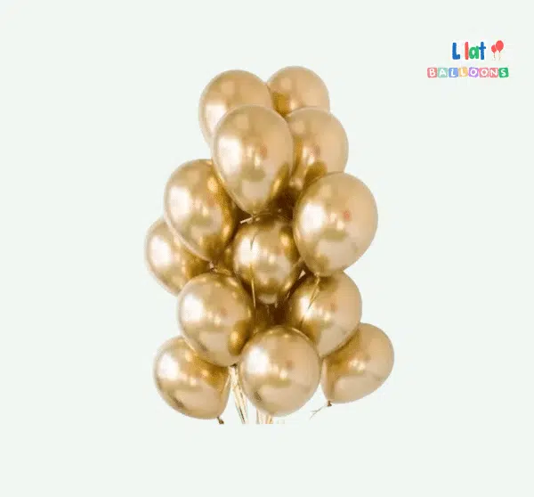 ოქროსფერი ბუშტების სეტი ჰელიუმის ბუშტები