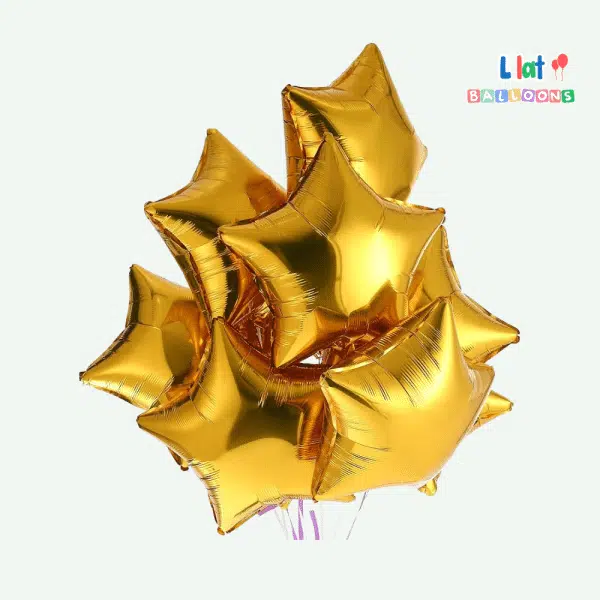 ჰელიუმის ბუშტები - ოქროსფერი ვარსკვლავები