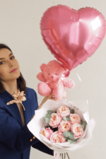 სპრეი ყვავილების თაიგული,ვარდისფერი კომბო